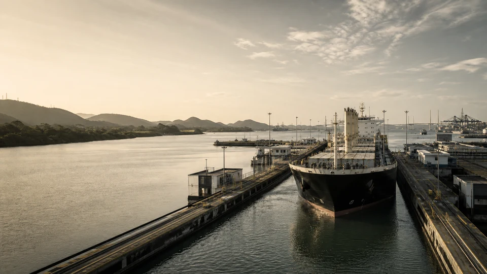 Buque en tránsito por las esclusas del Canal de Panamá